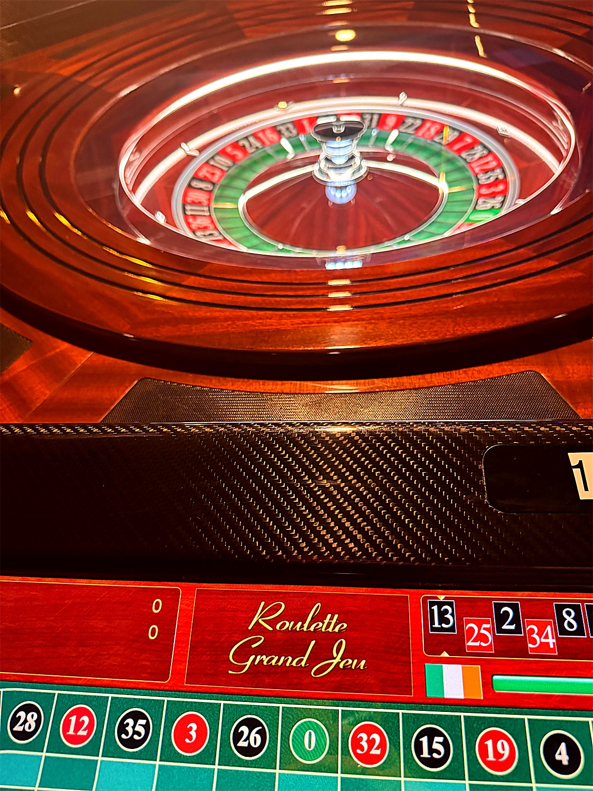 Close-up of the roulette wheel
